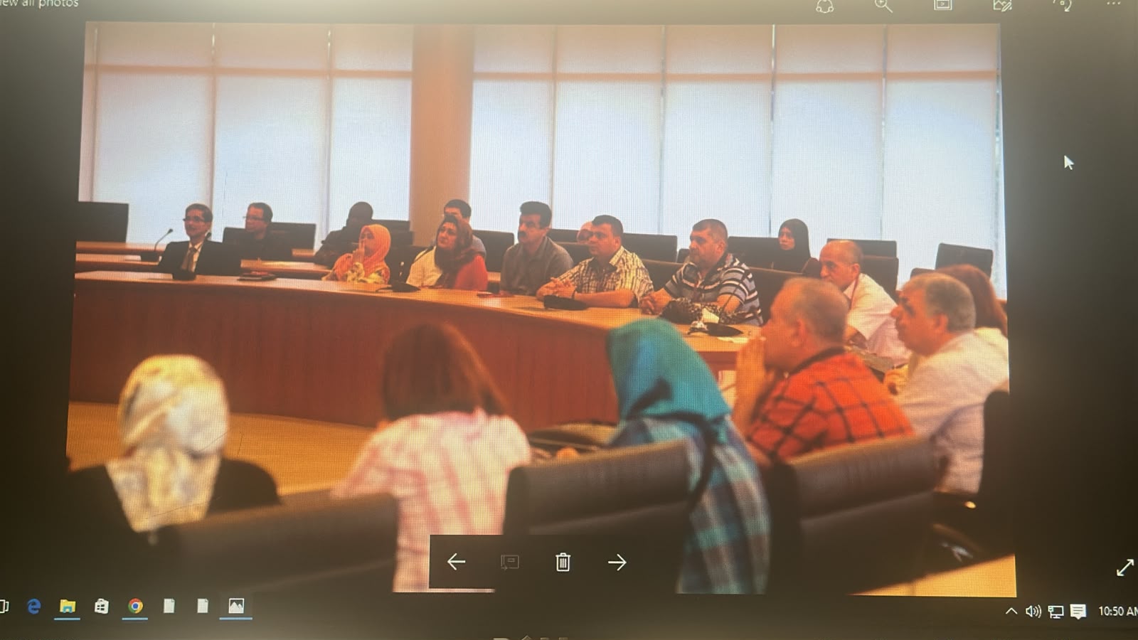 Training group attending a presentation