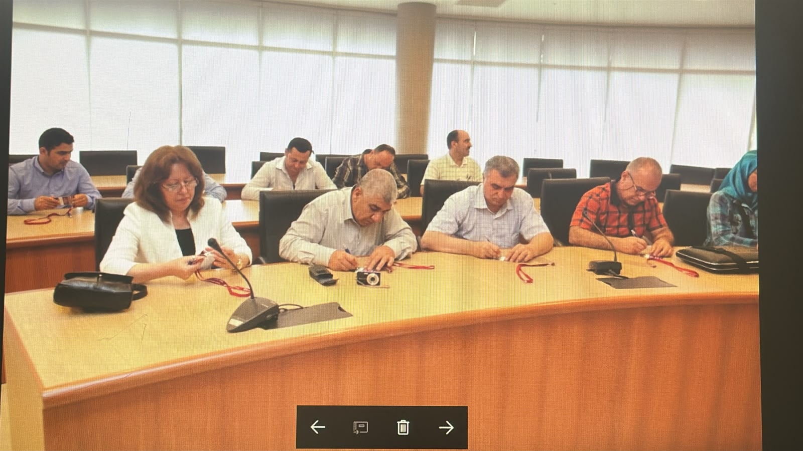 Training participants working together